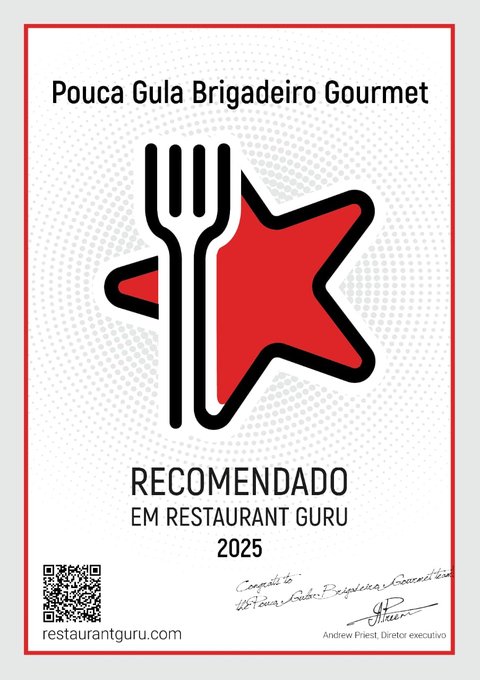 Certificado Recomendado em Restaurant Guru 2025 para Pouca Gula Brigadeiro Gourmet